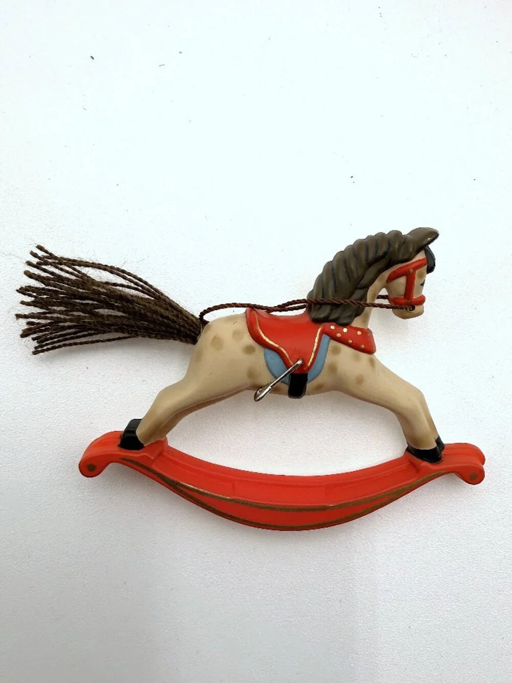 Hallmark Vtg 1983 Rocking Horse Ornament & 1981 Inspired Rocking Horse Lapel Pin